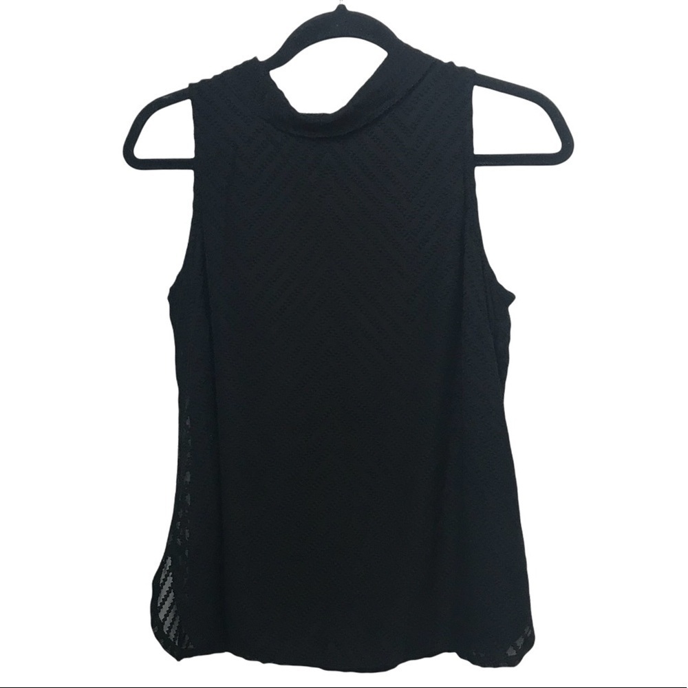 Bobeau Black Sheer Sleeveless Collared Blouse